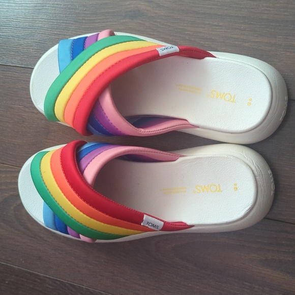 TOMS Women's Alpargata Mallow Crossover Sandals Multi Rainbow Jersey - Picture 4 of 12